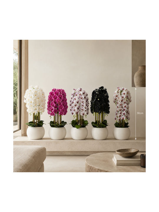 Dekorative Künstliche Orchidee 90cm Weiß Topf 87556-3