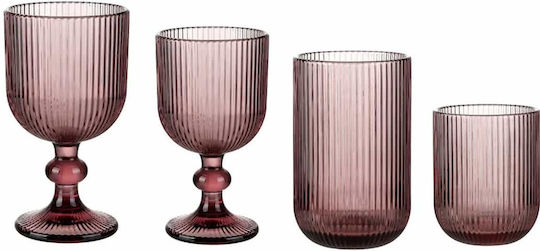 Cryspo Trio Noris Water and Whiskey Glass Set Goblets Glass Purple 350ml 24 Pieces