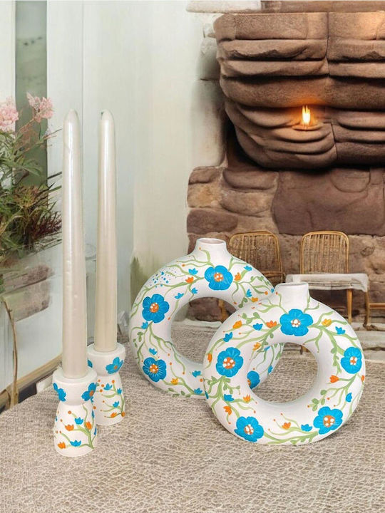 SteweHome Set Ceramic Candle Holders 17x19cm 4 Pieces