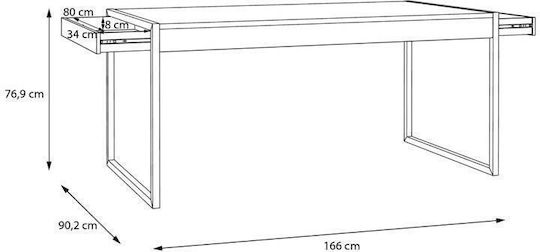 Terrano Riviera Masă Pentru Sala De Mese Metalică Riviera Stejar 166x90x77cm