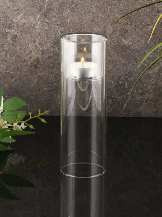 SteweHome Glass Candle Holder In White Colour 7x7x20cm