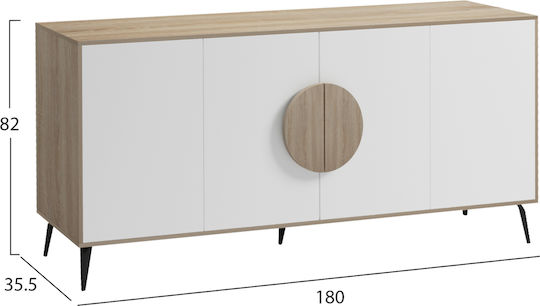 Буфет Savore от Дърво и Метал Бял 180x35.5x82cm Буфет Savore от Дърво и Метал Бял 180x35.5x82cm