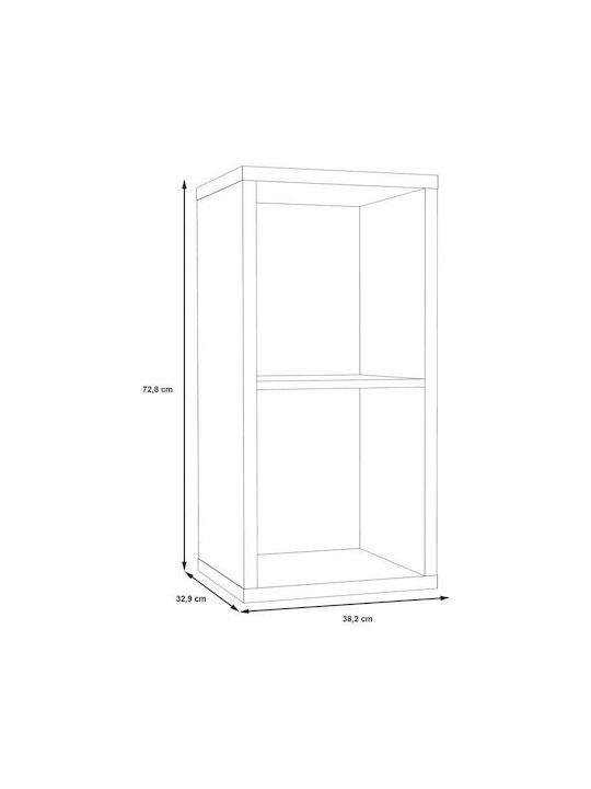 Wall Mounted Wooden Bookcase Beige 38x33x73cm