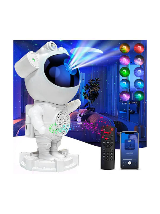 Lampă de Masă pentru Copii Led Rotativă Proiector cu Proiecție de Stele Albă 23.5x11.7x11.7cm