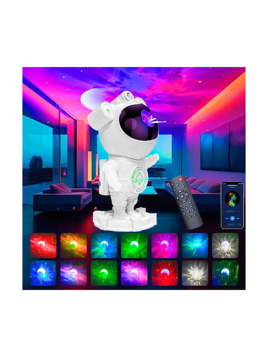 Led Rotating Kids Lamp Projector with Star Projection White 23.5x11.7x11.7cm