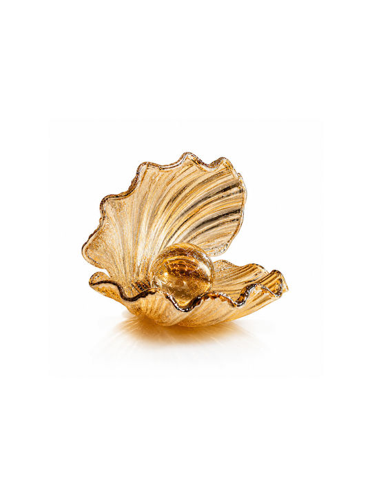 Stewehome Decorative Object Glass Sea Urchin Shell Pearl Details Beige 20x20 Cm