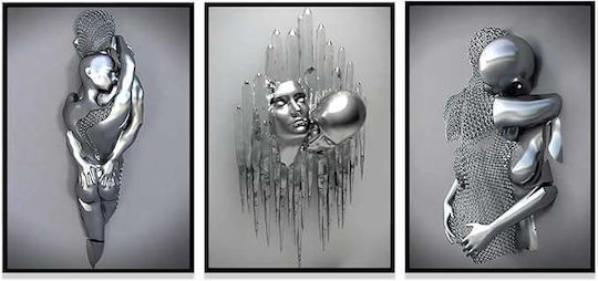Canvas Wall Poster Without Frame 3x 60x90cm Metal Figurine Design