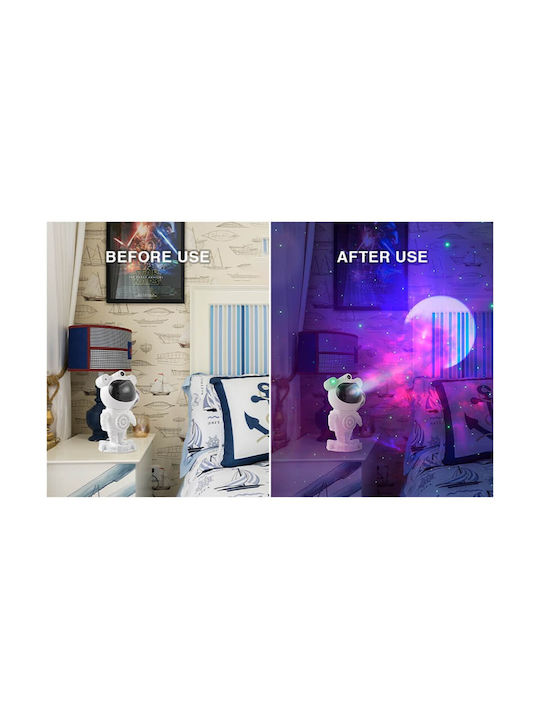 Led Rotating Kids Lamp Projector with Star Projection White 23.5x11.7x11.7cm