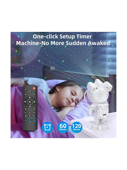 Led Rotating Kids Lamp Projector with Star Projection White 23.5x11.7x11.7cm