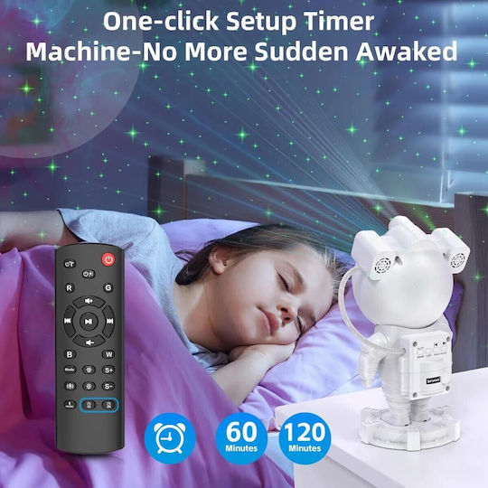 Led Rotating Kids Lamp Projector with Star Projection White 23.5x11.7x11.7cm