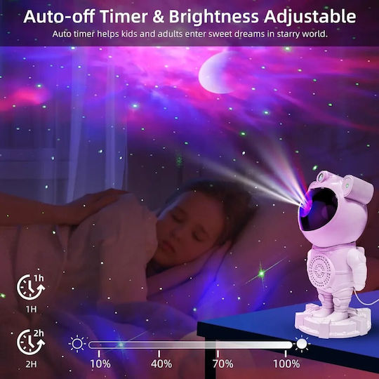 Led Rotating Kids Lamp Projector with Star Projection White 23.5x11.7x11.7cm