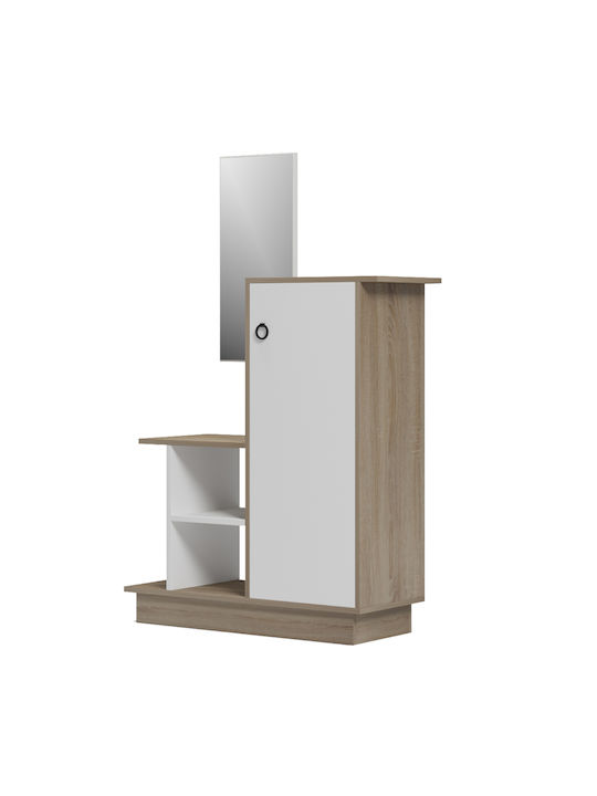 Mobilier Hol Cu Oglindă și Suport Pentru Pantofi Alb 80x30x90εκ.