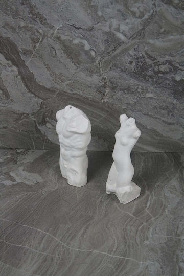 Stewehome Set of 2 Pieces Decorative Statues Female Male Nude Concrete White 7x14x14.5 Cm