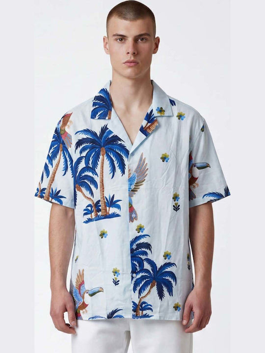 Short Sleeve Linen Shirt Sky Blue