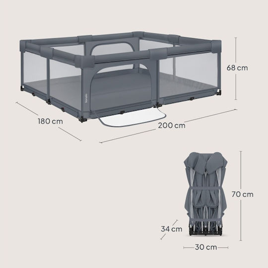 Lionelo Florence Xl Πάρκο με Στρώμα Γκρι 200x180cm