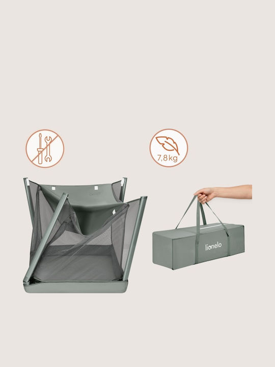 Lionelo Baby Cradle with Mattress Side Opening and Wheels Green