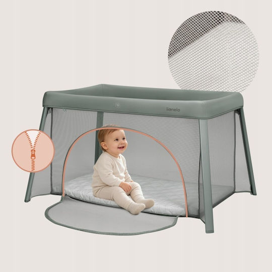 Lionelo Baby Cradle with Mattress Side Opening and Wheels Green