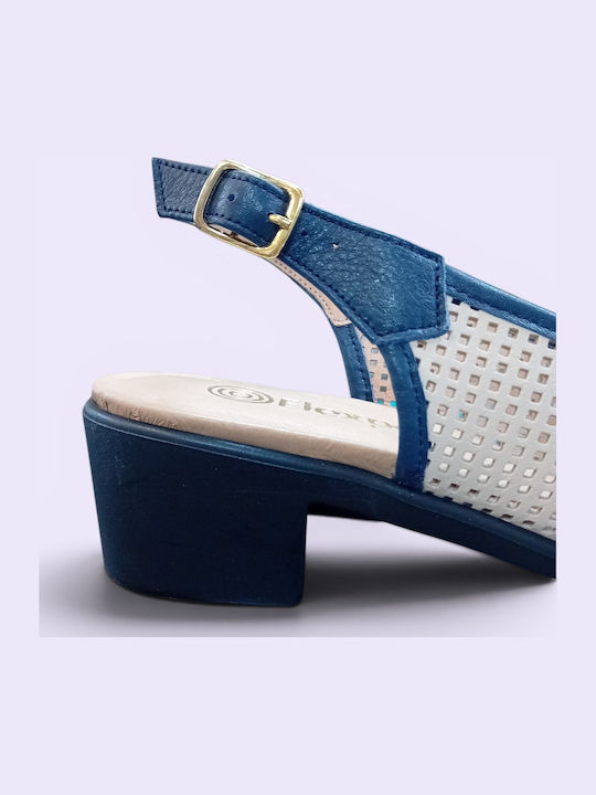 Damen Sandalen Blau Leder