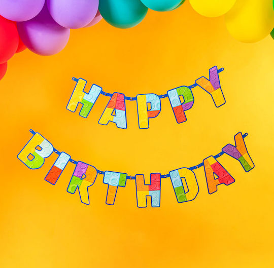 Banner Garland Blocks Birthday Happy Birthday 1.8m