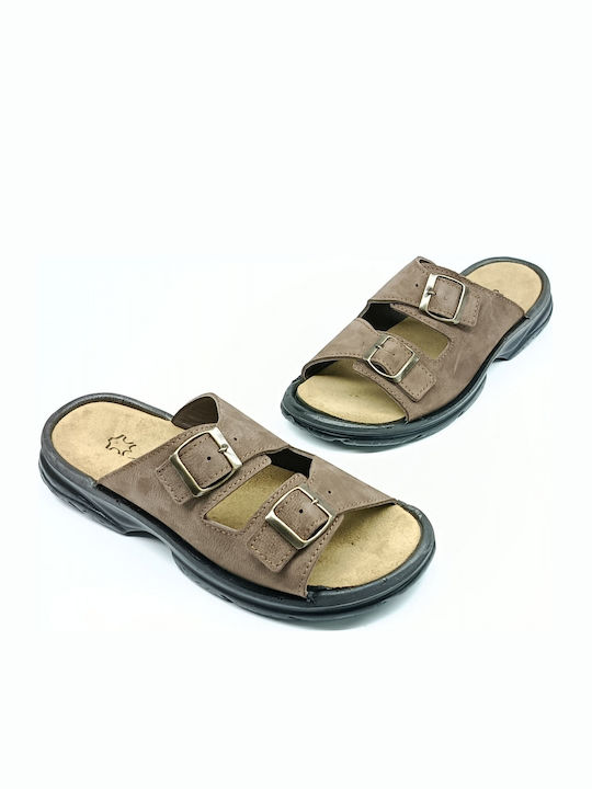 Leather Men's Sandals In Brown Colour