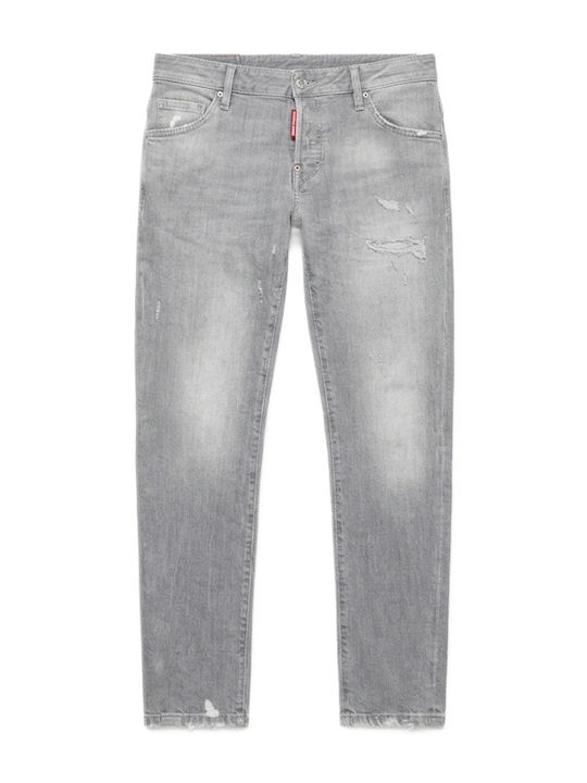 Skater Pantaloni de Blugi pentru Bărbați Elastic cu Fit Slim Gri