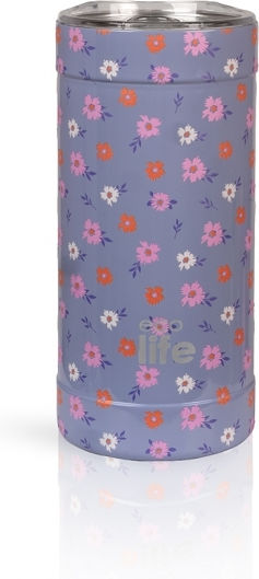 Ecolife Thermos Glass Stainless Steel / Aluminum / Plastic BPA Free 500ml Flower Bloom with Straw