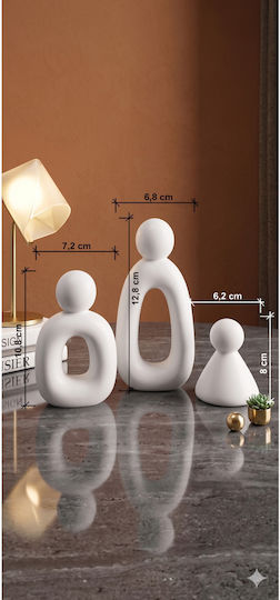 Stewehome Set Of 3 Pieces Decorative Abstract Modern Family Figures White Stone Powder 8x6 Cm
