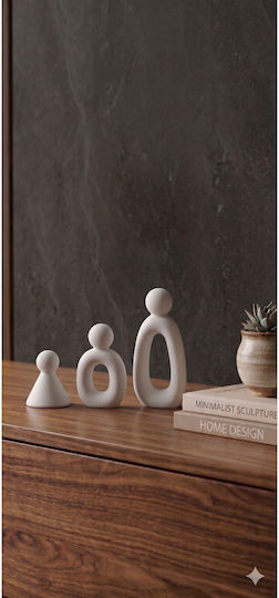 Stewehome Set Of 3 Pieces Decorative Abstract Modern Family Figures White Stone Powder 8x6 Cm