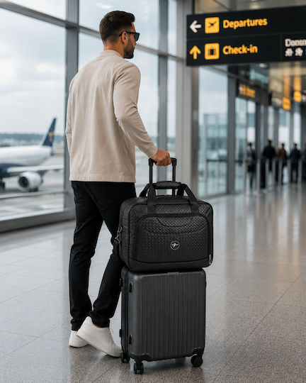Σακ Βουαγιάζ 24lt Μαύρο από Δερματίνη Μ40xΠ20xΥ30εκ.