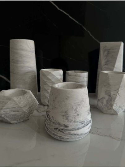 SteweHome Decorative Pencil Holder Concrete Handmade Toothbrush Small Vase Grey 10x10x10 Cm