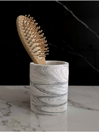 SteweHome Decorative Cylindrical Desk Pencil Holder Concrete Handmade Small Object Grey 7x10x10 Cm