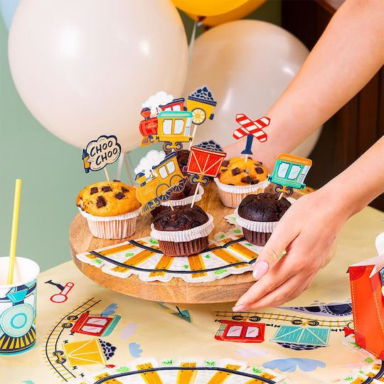 Partygeschirr Süßigkeiten Dekoration Cupcakes Zug Happy Express 8 Stück
