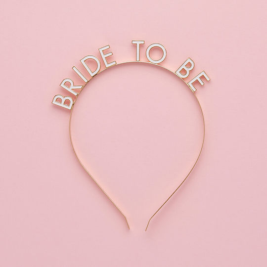 Headband Bride To Be Metallic Gold White Letters