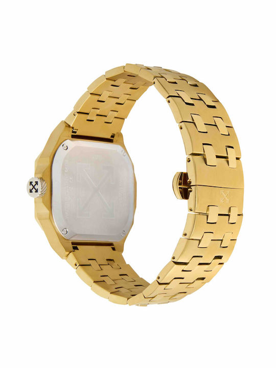 Off White Herrenuhr mit Batterie und Metall-Armband Off White Herrenuhr mit Batterie und Metall-Armband