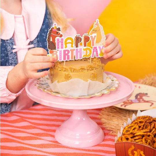 Decorare Tort Topper Cai Cal La Mulți Ani Ziua De Naștere 14cm