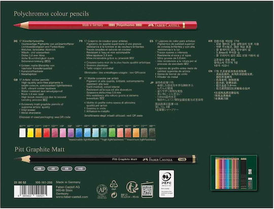 Faber-Castell Polychromos & Pitt Graphite Matt Buntstifte Set 23 Stück