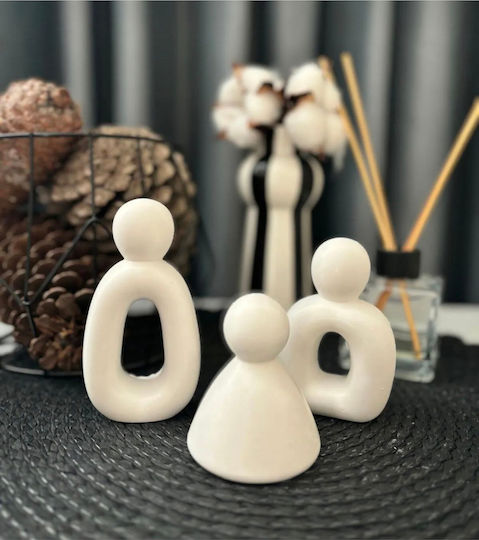 Stewehome Set Triplu De Obiecte Decorative Bibelouri Stil Scandinav Beton Alb 8x8 Cm