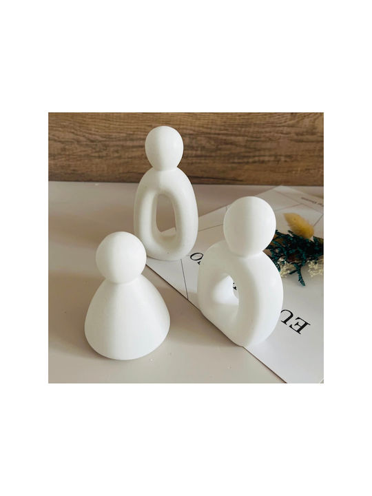 Stewehome Set Triplu De Obiecte Decorative Bibelouri Stil Scandinav Beton Alb 8x8 Cm