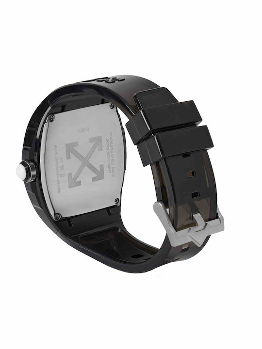 Off White Herrenuhr Batterie mit Schwarz Gummi Armband