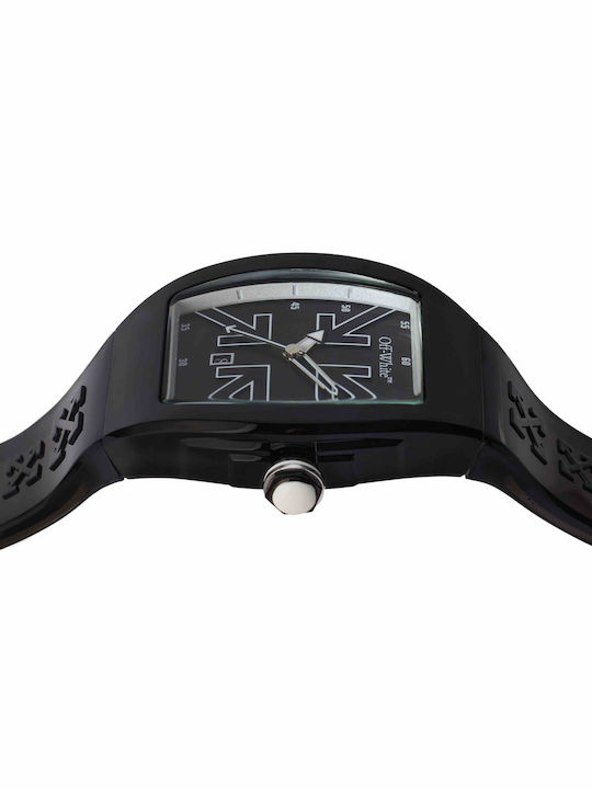 Off White Herrenuhr Batterie mit Schwarz Gummi Armband
