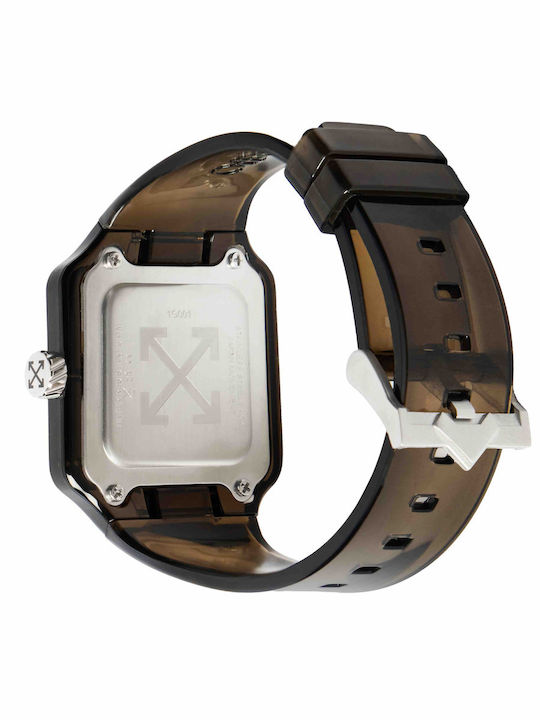 Off White Herrenuhr mit Gummiarmband und Batterie