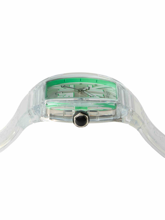 Off White Herrenuhr Batterie mit Weißem Gummiarmband