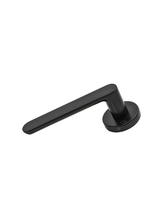 Convex Front Door Lever With Rosette 1905 Pair With Mouthpiece Matt Black