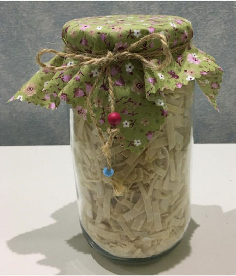 Stewehome Fabric Set of Jar Lid Cover with Tie Cord Beads Green