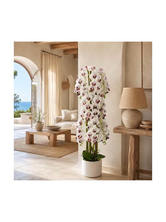 Künstliche Orchidee Weiß-Lila 150cm Topfpflanze 87555-4