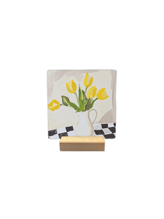 Decorative Tile Natural Stone Yellow Flowers