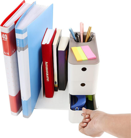 Belle Vous Desk Organizer 3 Drawers 2 Compartments Documents Made Durable Pp Plastic 28.3 X 21 X 18.8 Cm White