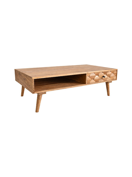 Zentrales Kaffeetisch Kaldio aus Massivholz mit Schubladen Natürliche Farbe M120xB60xH40cm