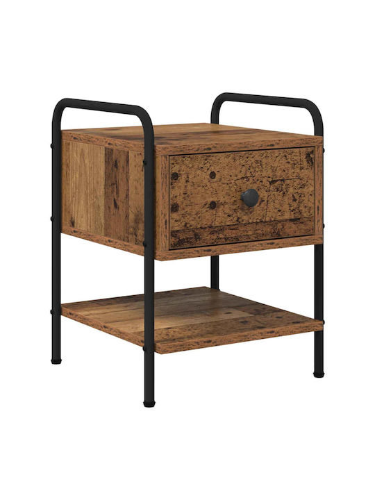 Wooden Bedside Tables With Black Metal Legs 2 Pieces 35x36.5x47cm