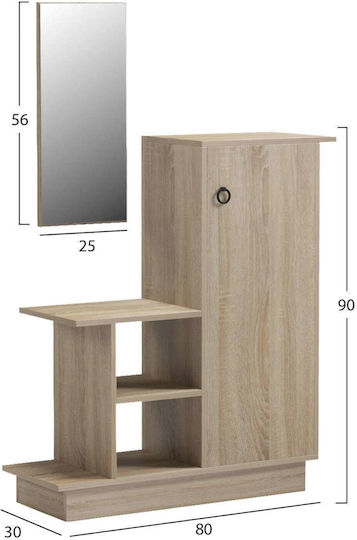 Мебел за антре с Огледало и Шкаф за Обувки Sonama 80x30x90 см